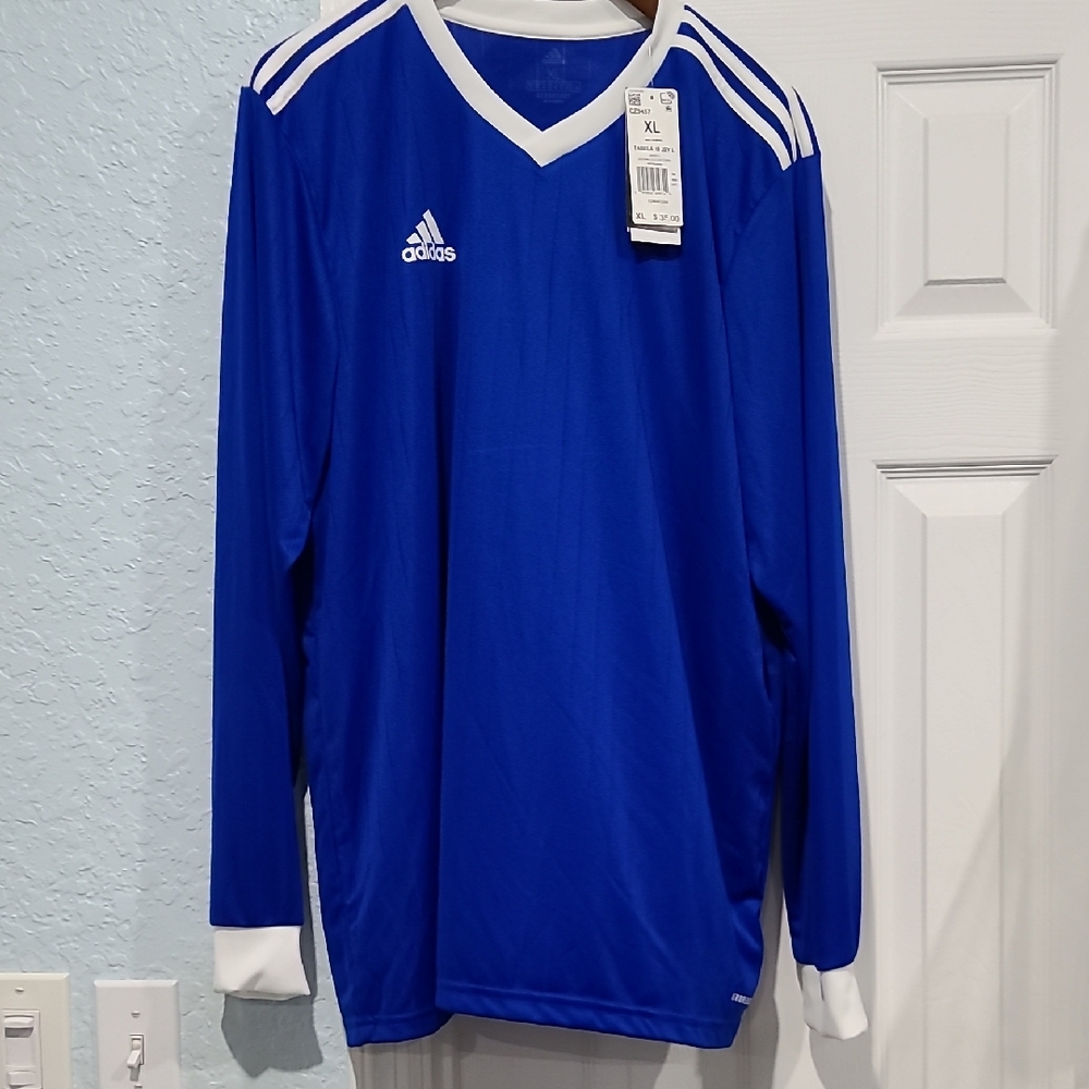 NWT Adidas Royal Blue & White Long Sleeve Cuffed Jersey Sz: XL
